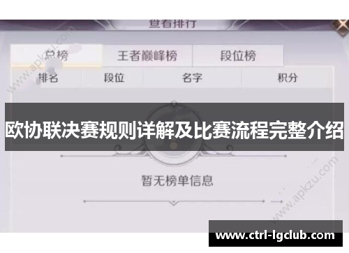 欧协联决赛规则详解及比赛流程完整介绍